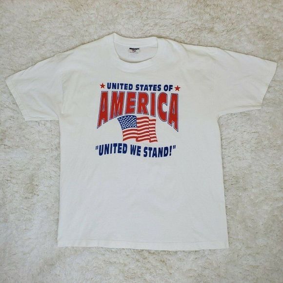 Jerzees Other - Vintage 90s Y2K USA United We Stand Flag Graphic Single Stitch T-shirt Unisex XL